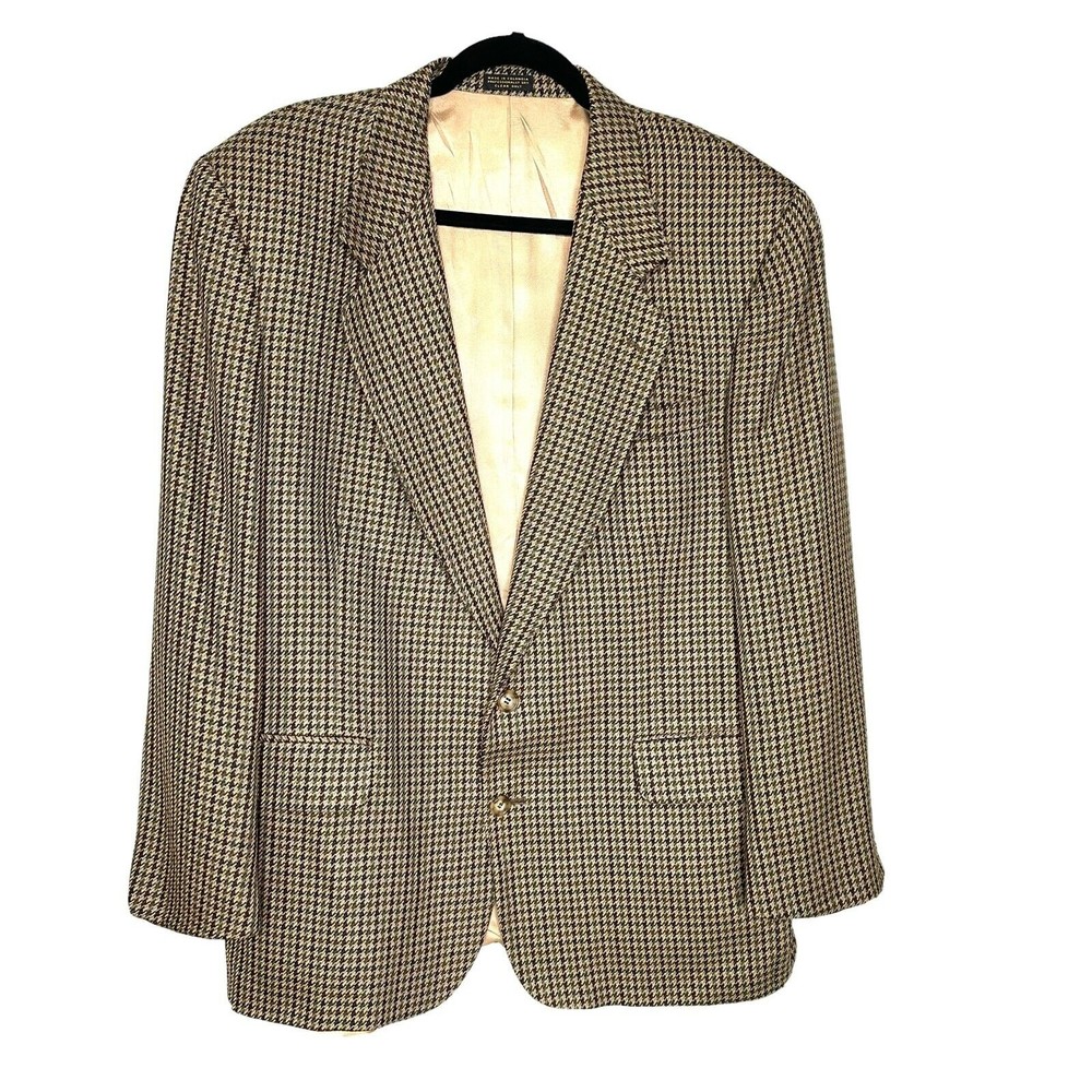 Oscar de la Renta Wool Houndstooth Sport Coat Size 43R